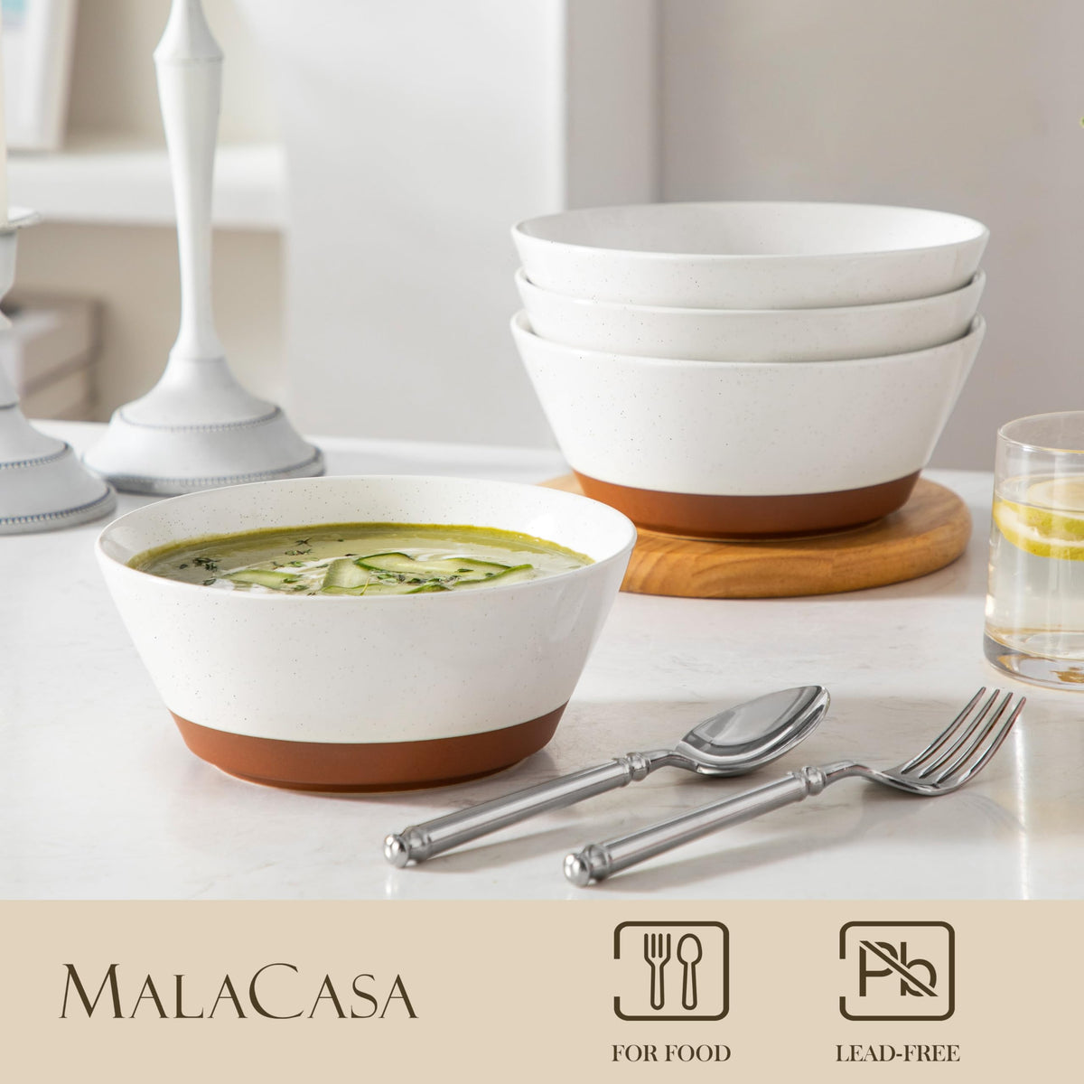 Ceramic Soup Bowl Set of 4 and Baking Dish X47203