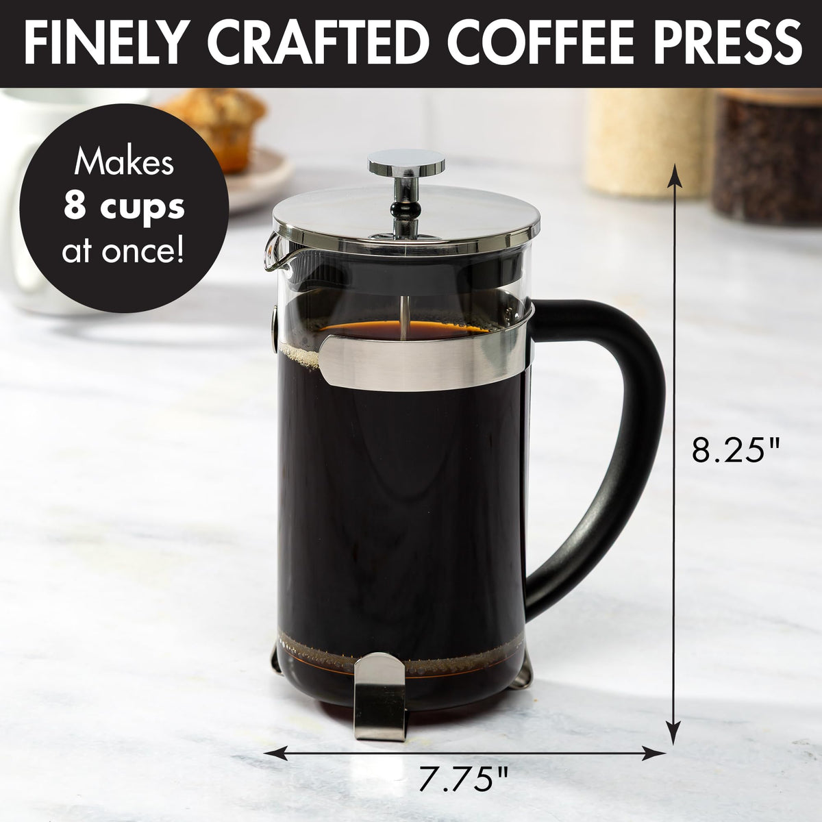 Borosilicate Glass French Press Coffee Maker 34-Ounces H423993