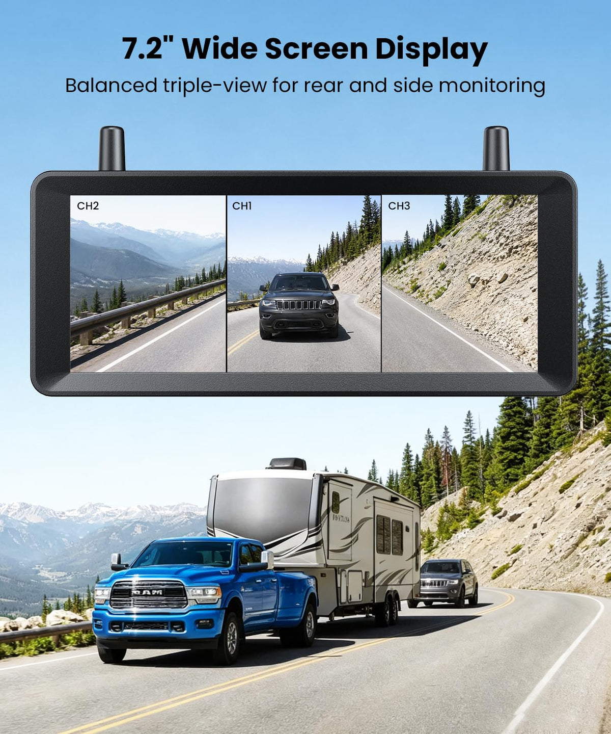 Wireless RV Backup Camera System with Rear & Side Cameras E832