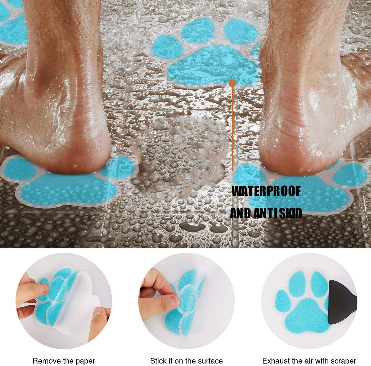 12 Pcs Non-Slip Bathtub Stickers Blue H3448