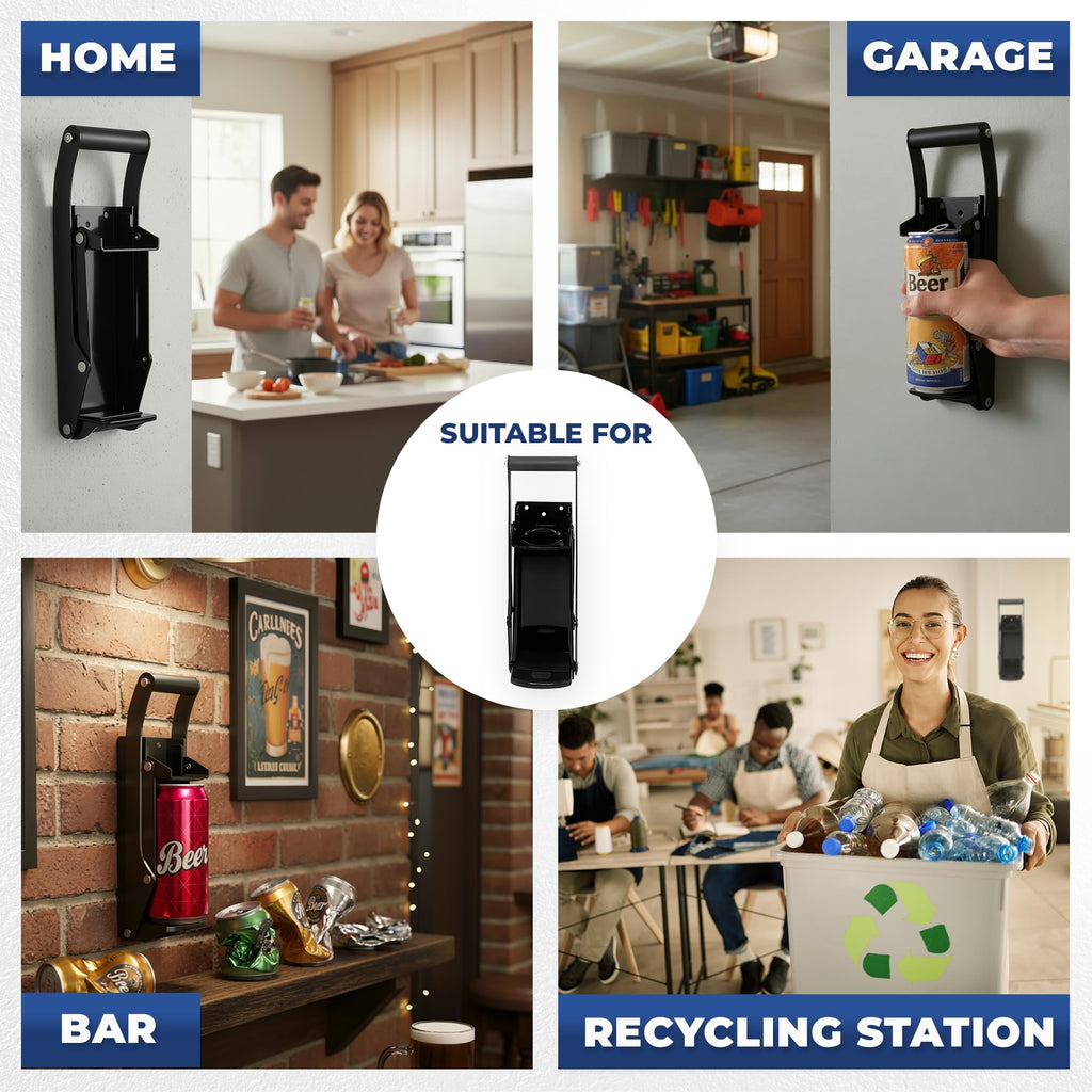 Wall Mounted Heavy Duty Can Crusher with Bottle Opener L570