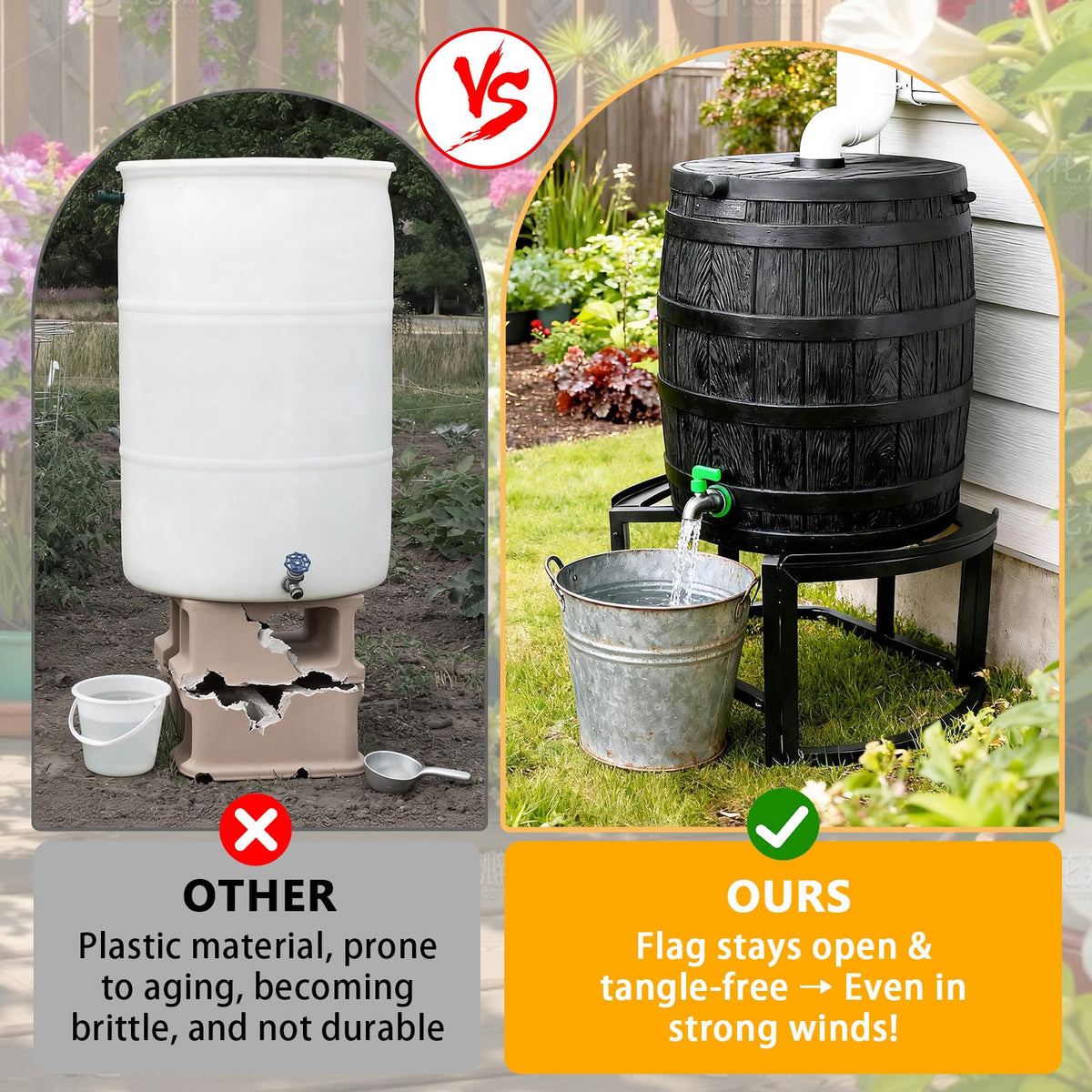 Heavy-Duty Stainless Steel Rain Barrel Stand O1072