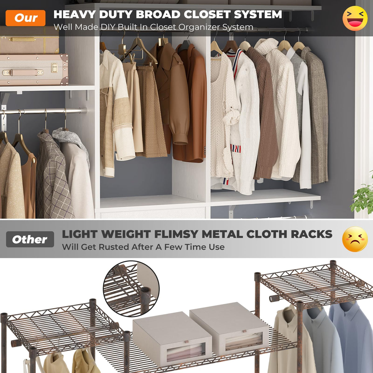 5FT Closet System with 3 Fabric Drawers C65251