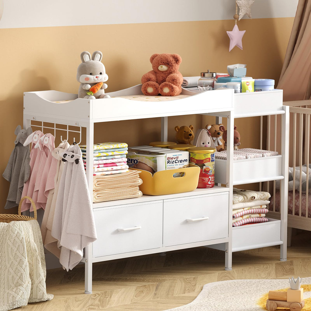 White Baby Changing Table with Storage T15643