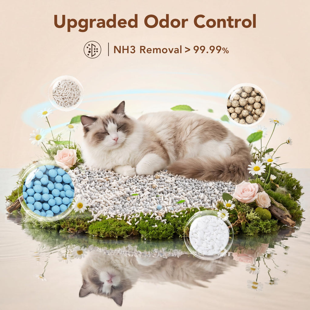 5-in-1 Mixed Cat Litter, Fast Clumping, Ultra Absorbent, Dust-Free Natural Clumping Cat Litter, Odor Control, 7.9lbs*2 P5647