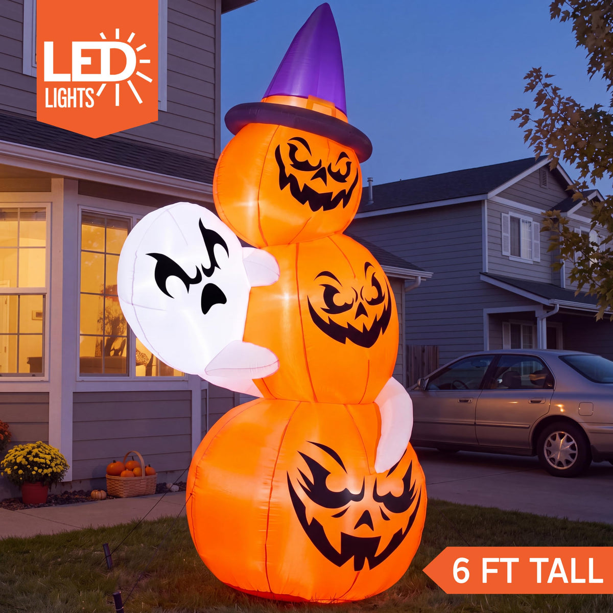 6 FT Halloween Inflatable Ghost and Pumpkins J64445