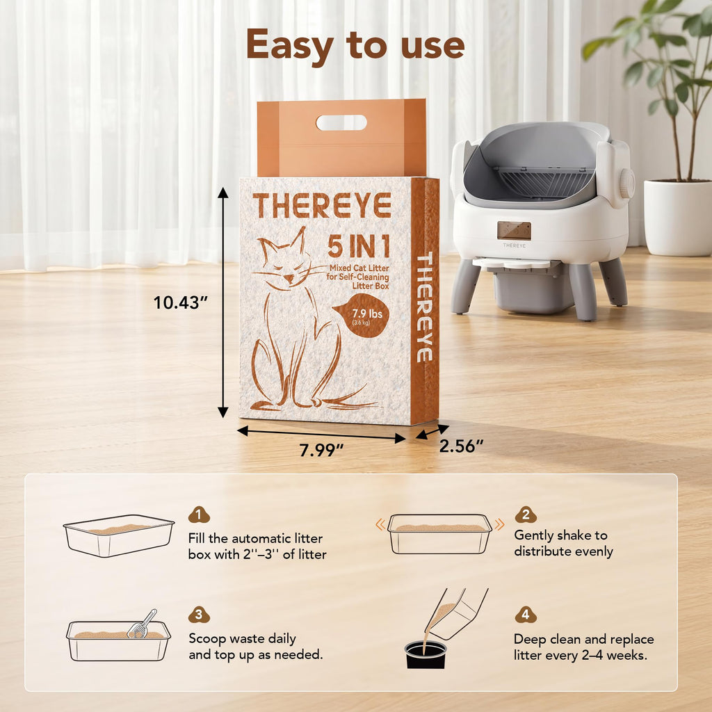 5-in-1 Mixed Cat Litter, Fast Clumping, Ultra Absorbent, Dust-Free Natural Clumping Cat Litter, Odor Control, 7.9lbs*2 P5647