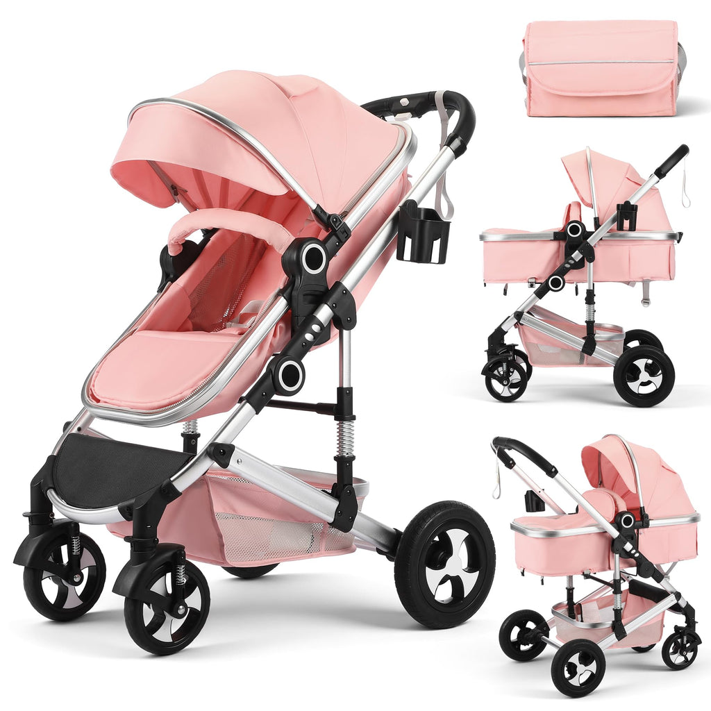 2 in 1 Convertible Baby Stroller, Diaper Bag, Pink O271980