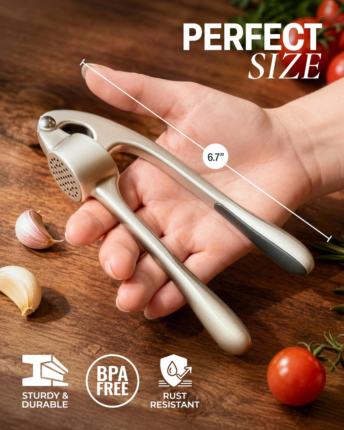 Garlic Press Set with Silicone Peeler & Brush H5707
