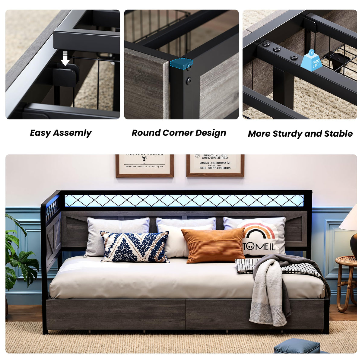 Twin Corner Bed Frame with Storage Drawers P7920
