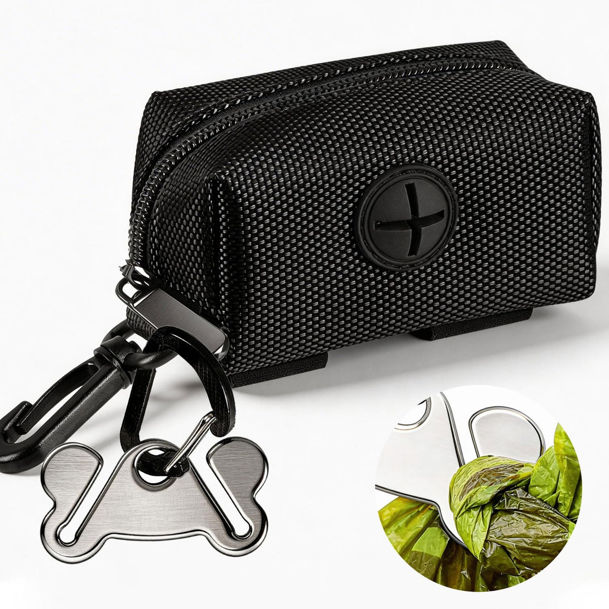 Black Dog Poop Bag Dispenser with Leash Clip C2679