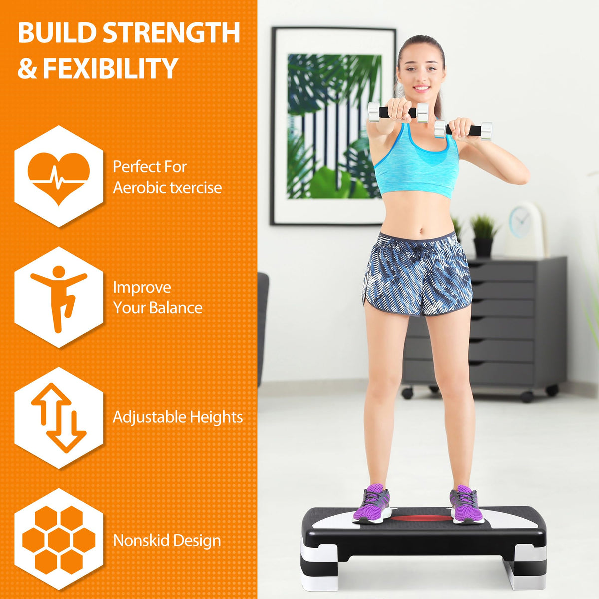 30'' Adjustable Non-Slip Aerobics Stepper F965
