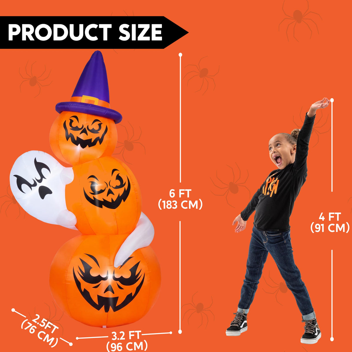 6 FT Halloween Inflatable Ghost and Pumpkins J64445