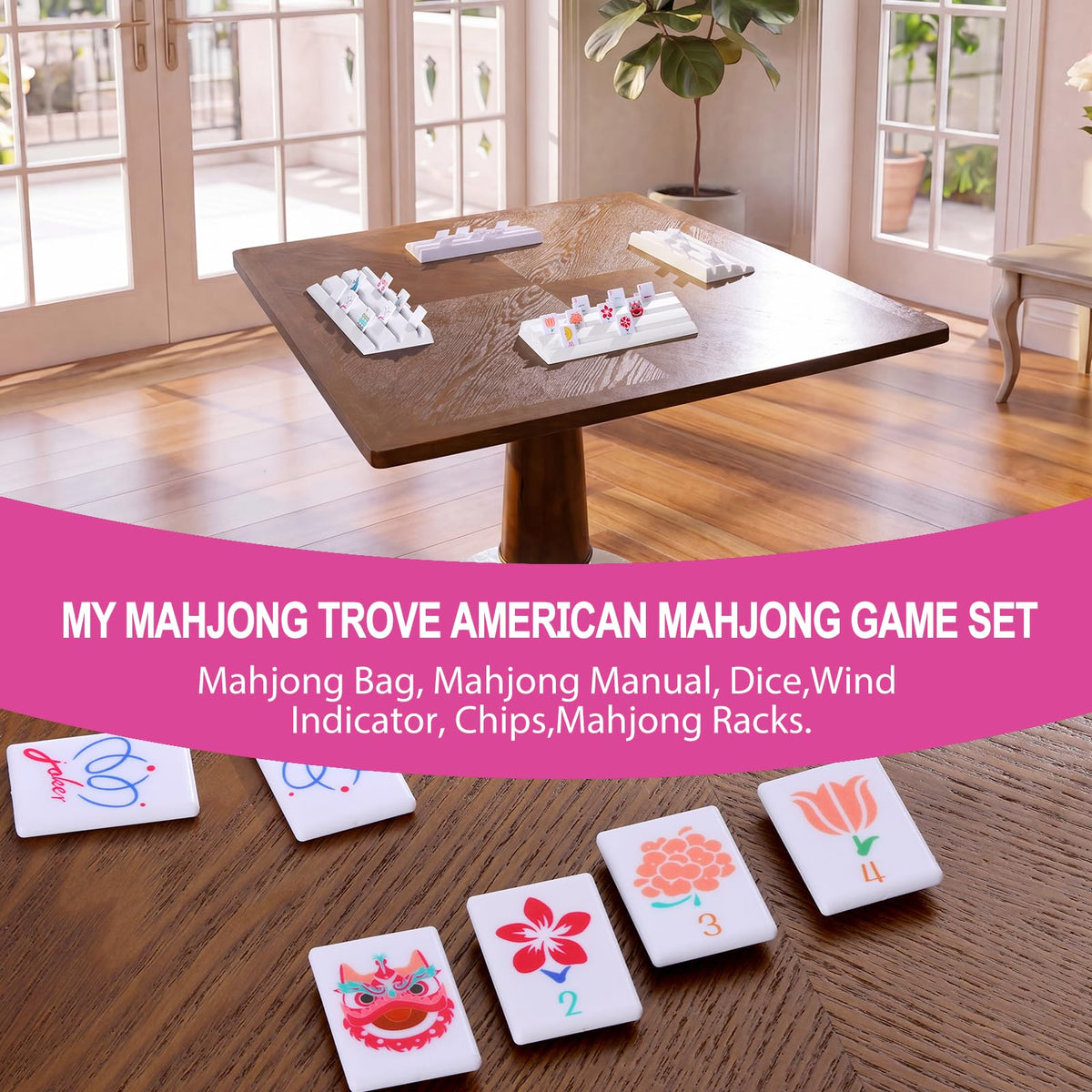 160 Printed American Mahjong Tile Set with 4 Racks & Carrying Bag W421