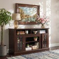 Espresso TV Stand with Glass Door and Open Shelves M3892