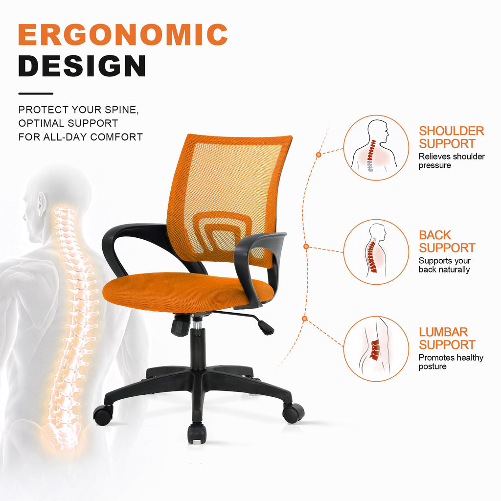 Orange Ergonomic Mesh Office Chair with Lumbar Support Q7361