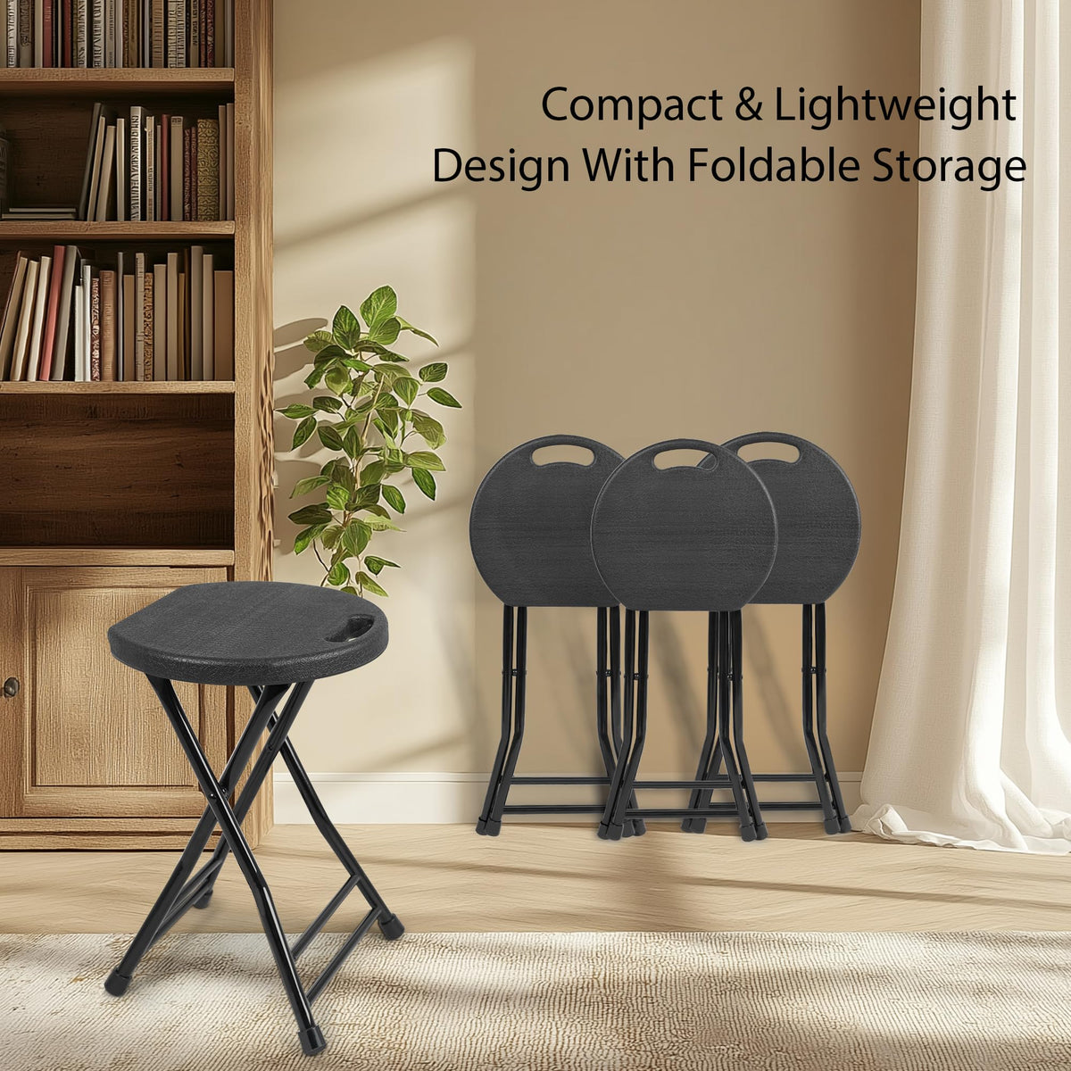 Folding Stool with Handle and Non-Slip Feet X634