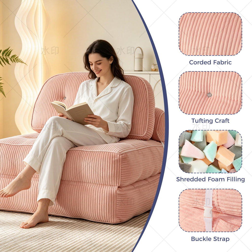Pink Folding Futon Sleeper Sofa Bed Chair K9957