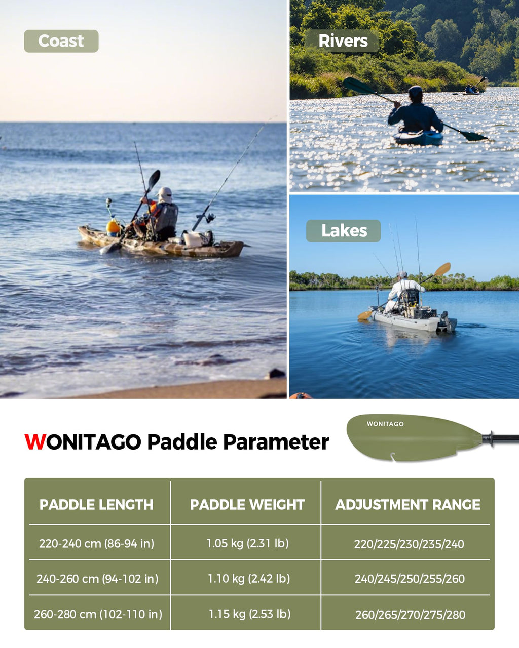 Adjustable Fiberglass Kayak Paddle D730098