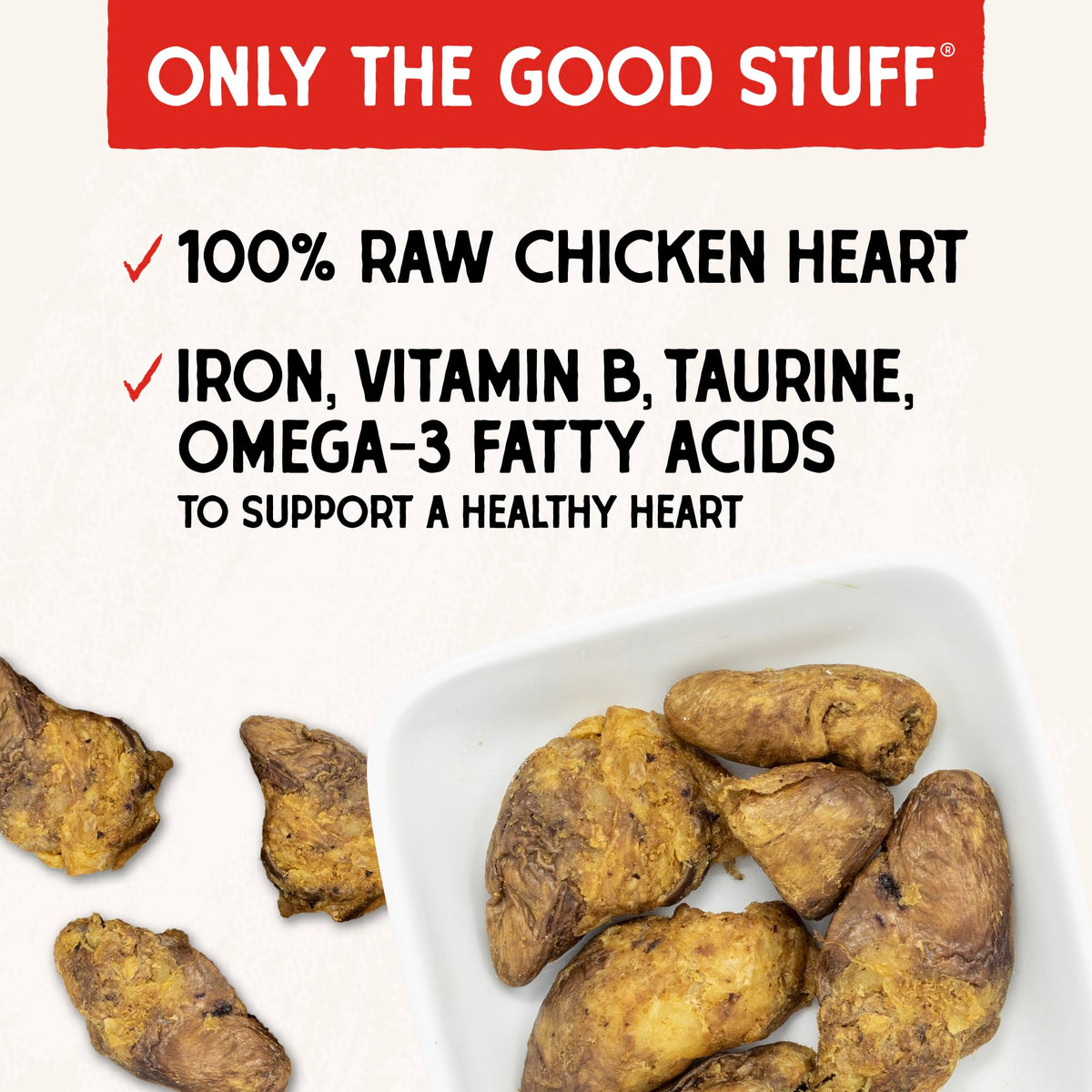Freeze-Dried Raw Chicken Heart Dog Treats 11oz Bag H206066