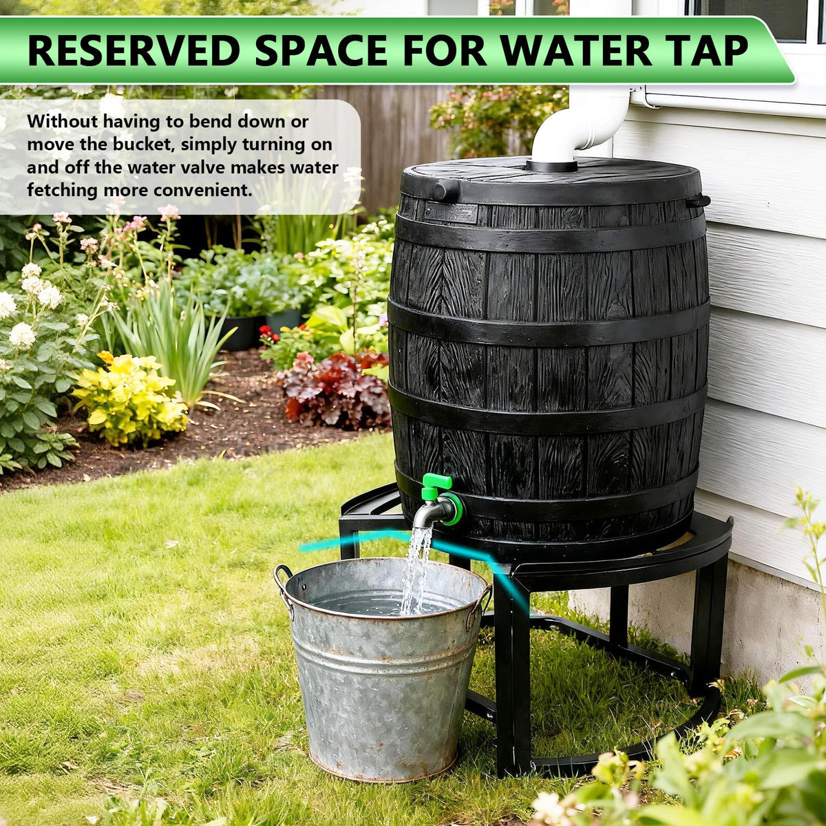 Heavy-Duty Stainless Steel Rain Barrel Stand O1072