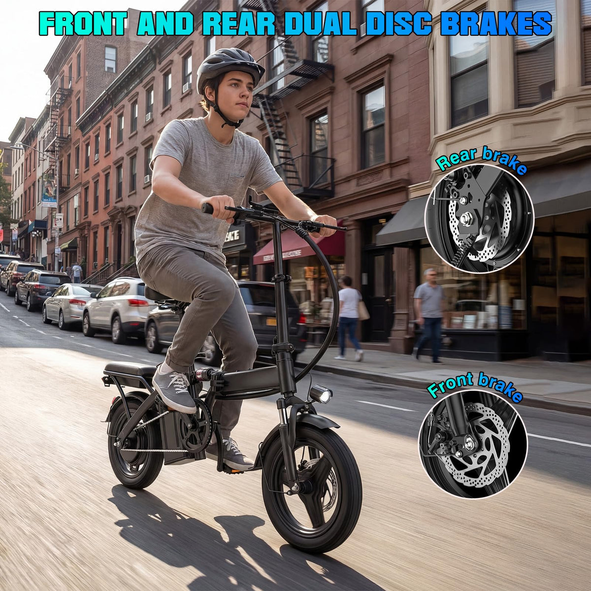 560W Motor 24MPH 32 Miles Range 48V 10Ah Battery 14" Foldable Electric Bike with Basket W280020