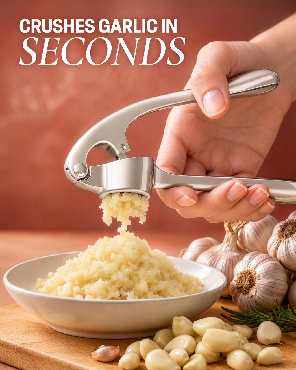 Garlic Press Set with Silicone Peeler & Brush H5707