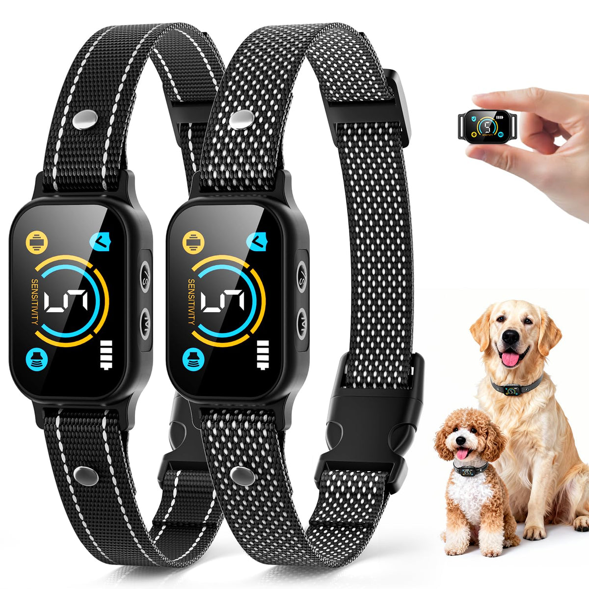 2 Pack Rechargeable Dog Bark Collar with Beep Vibration Z777844