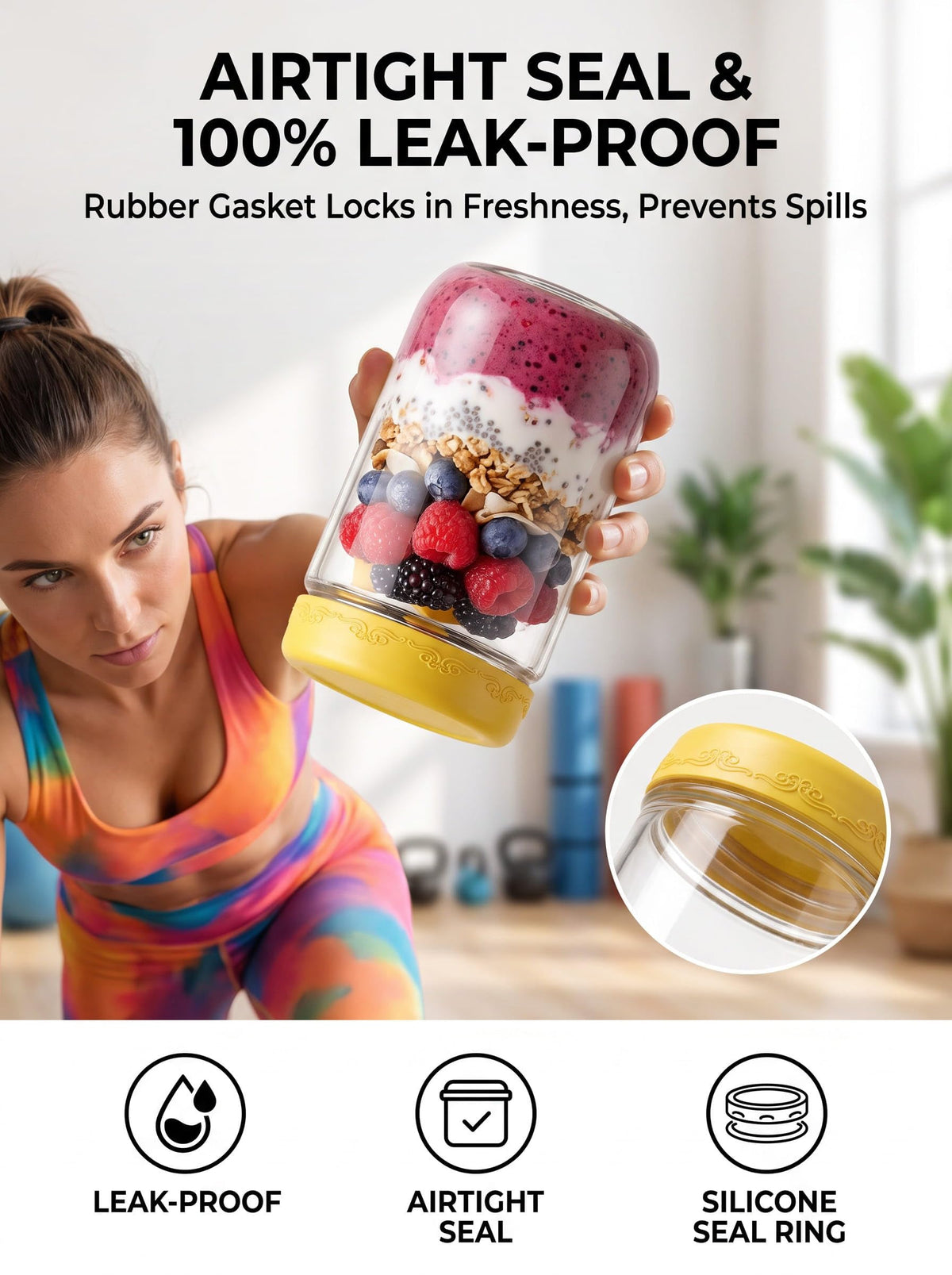 16oz 12-Pack Glass Overnight Oats Jars with Airtight Lids E288