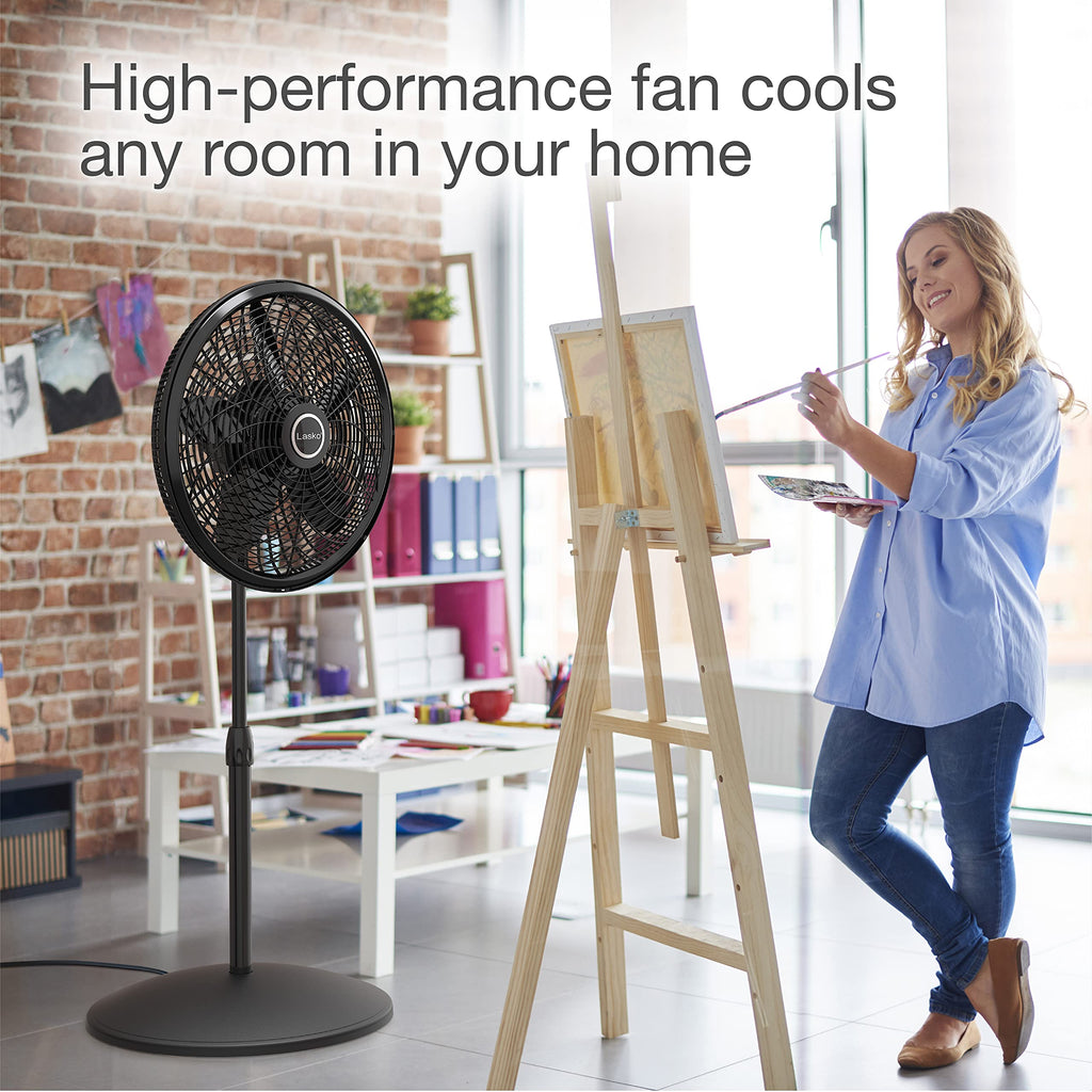 Oscillating Pedestal Fans with Adjustable Height, Timer, Remote Control and 3 Speeds I983