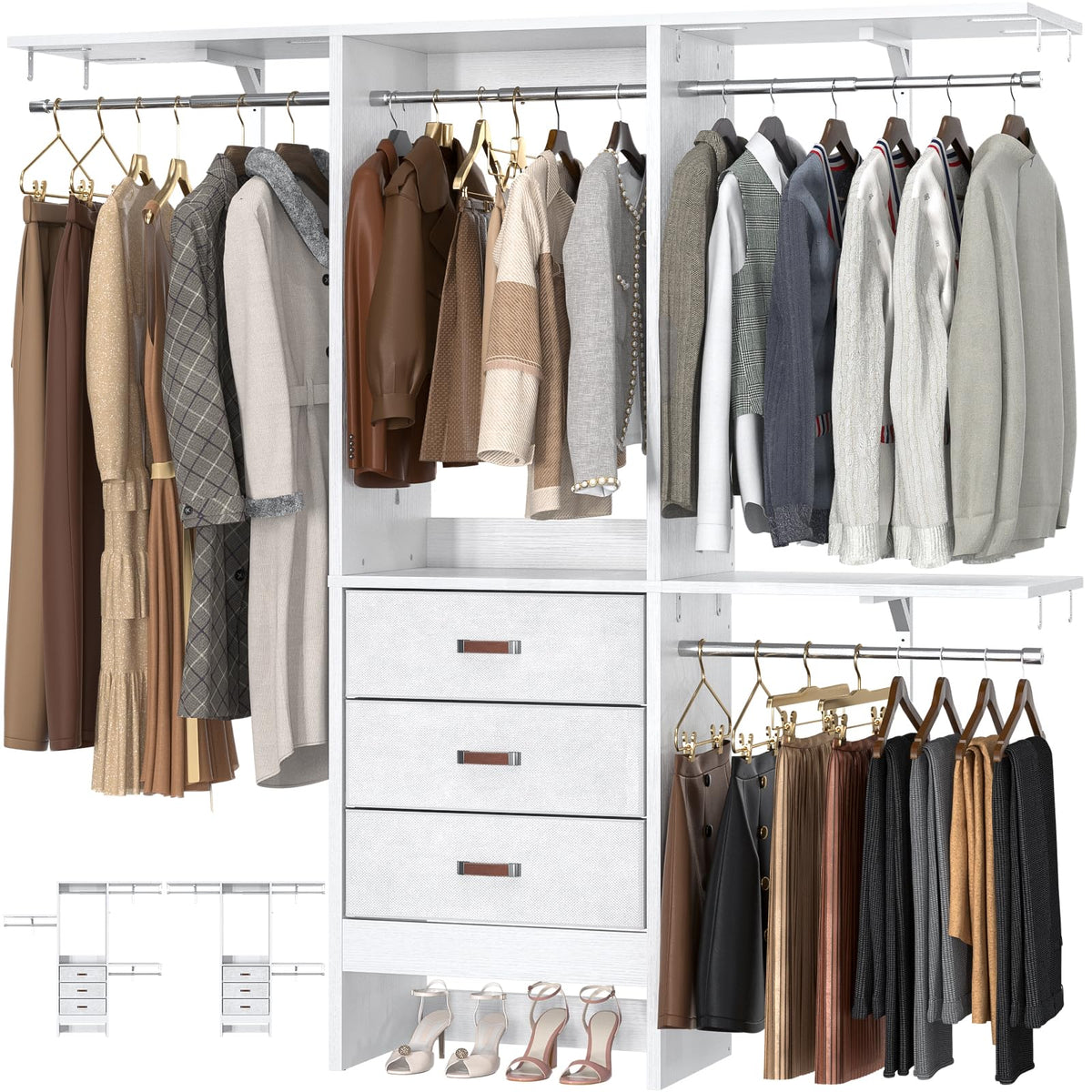 5FT Closet System with 3 Fabric Drawers C65251