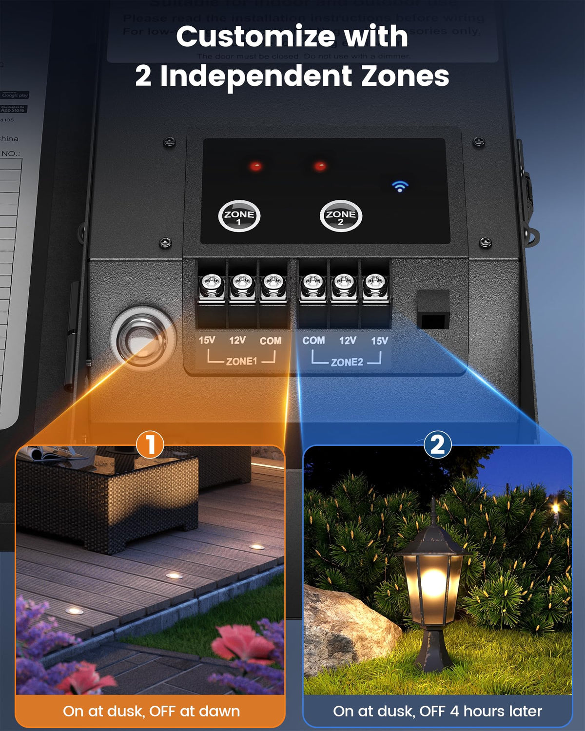 200W Smart Wi-Fi Low Voltage Transformer with 2 Zone F6368