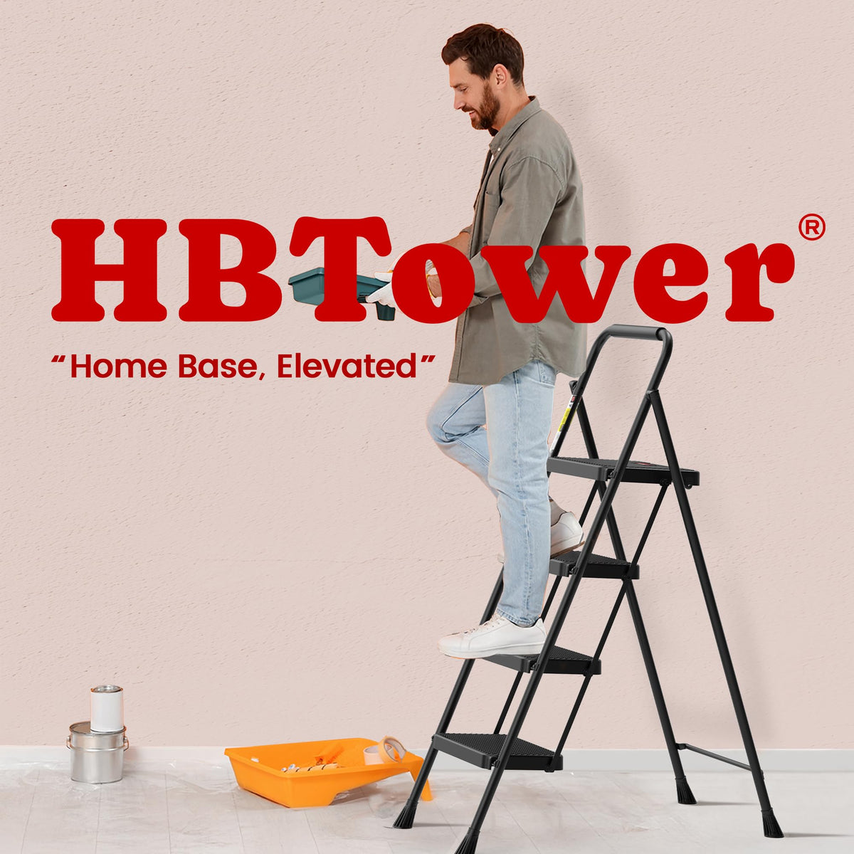 4 Step Folding Step Stool with Anti-Slip Pedal C444905