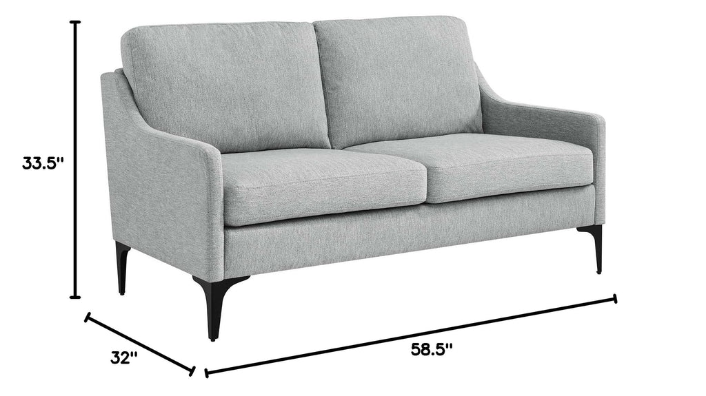 Light Gray Upholstered Fabric Loveseat U49160