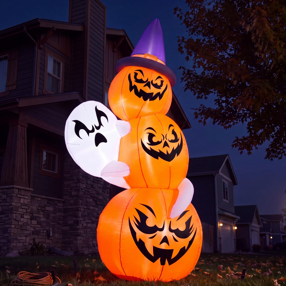 6 FT Halloween Inflatable Ghost and Pumpkins J64445