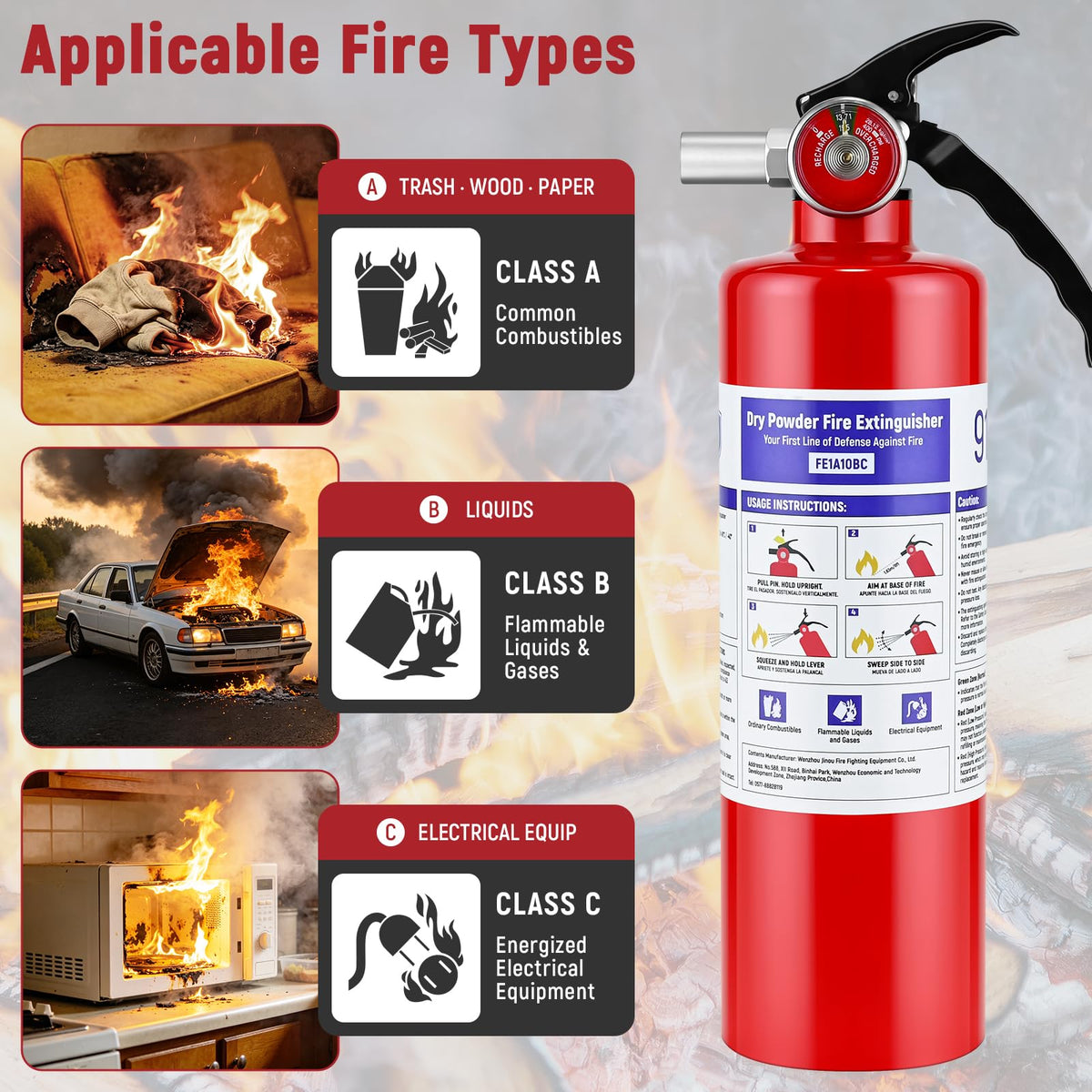 2 Pack 2.5LB ABC Dry Powder Fire Extinguisher X943