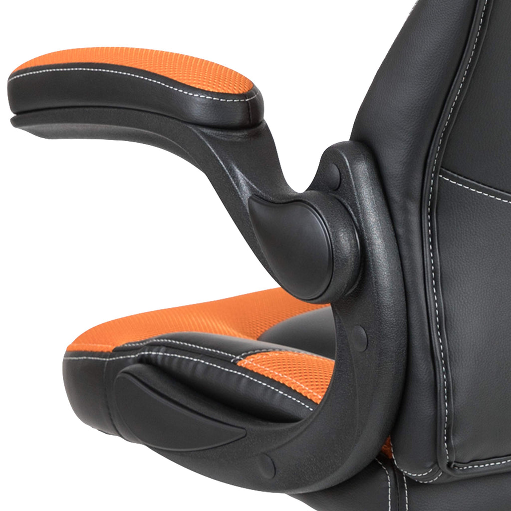 Orange Black Ergonomic Gaming Chair with Flip-Up Arms G139