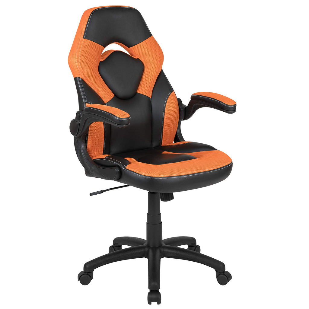 Orange Black Ergonomic Gaming Chair with Flip-Up Arms G139