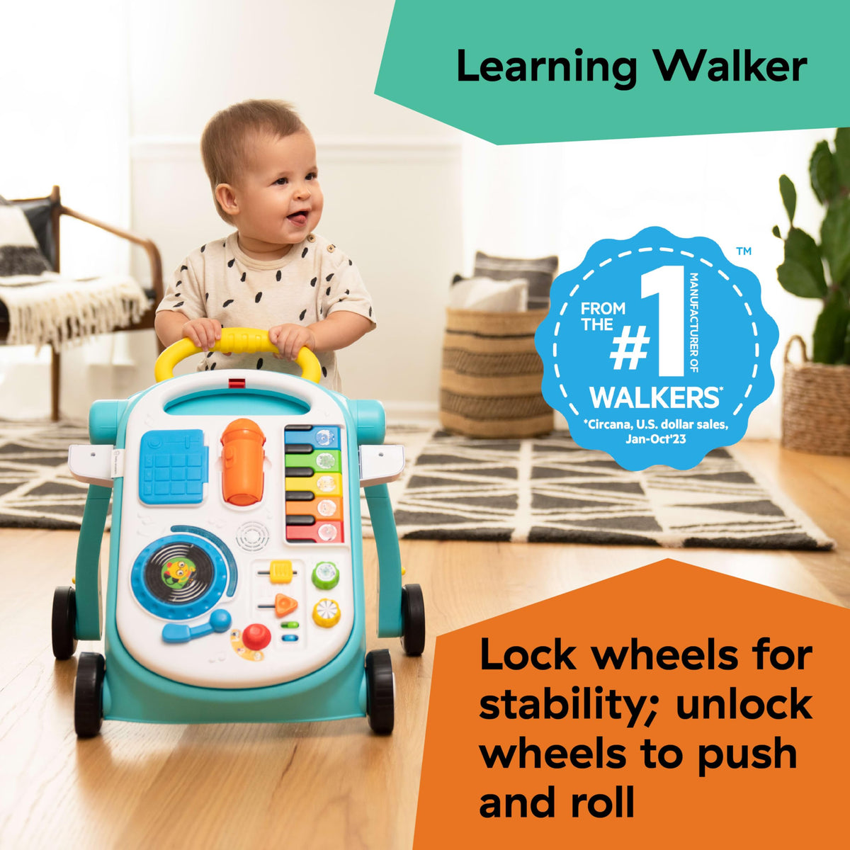 4-in-1 Push Walker Activity Center Toddler Table Floor Toy B466