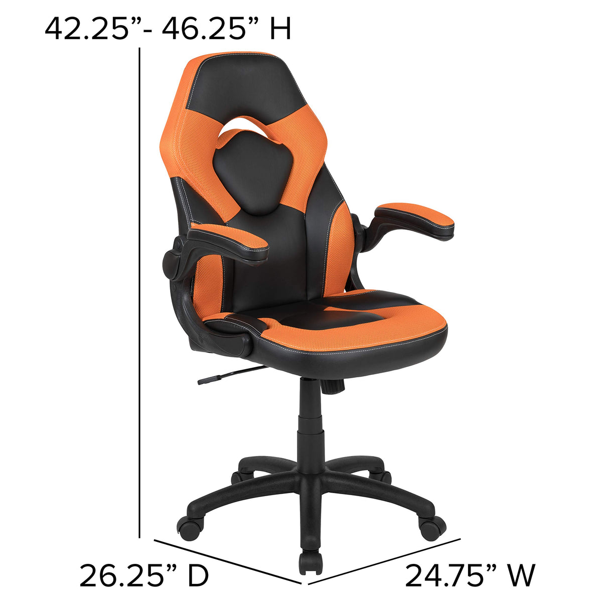 Orange Black Ergonomic Gaming Chair with Flip-Up Arms G139