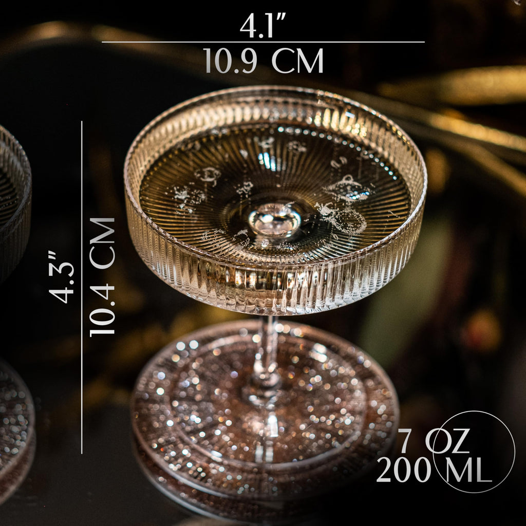 Set of 4 7 oz Coupe Cocktail Glasses with Stems I532