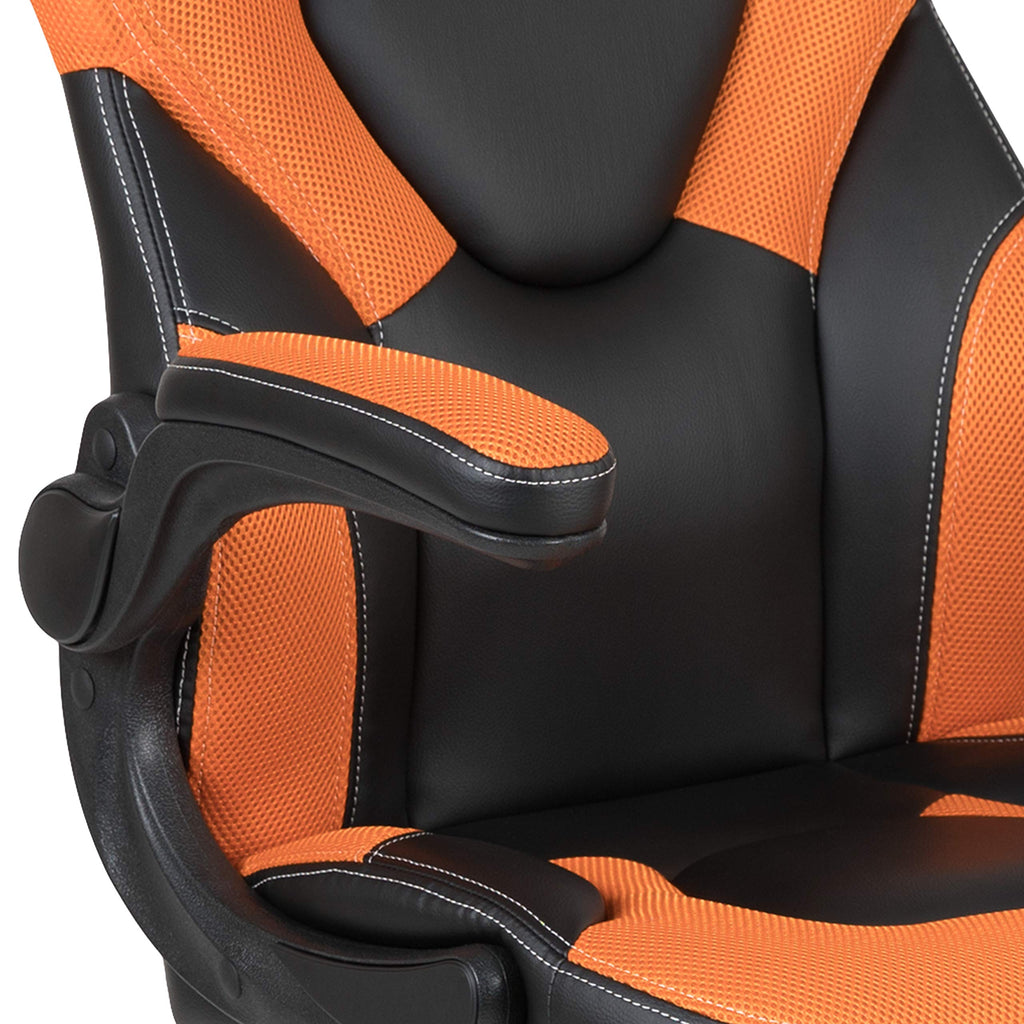 Orange Black Ergonomic Gaming Chair with Flip-Up Arms G139