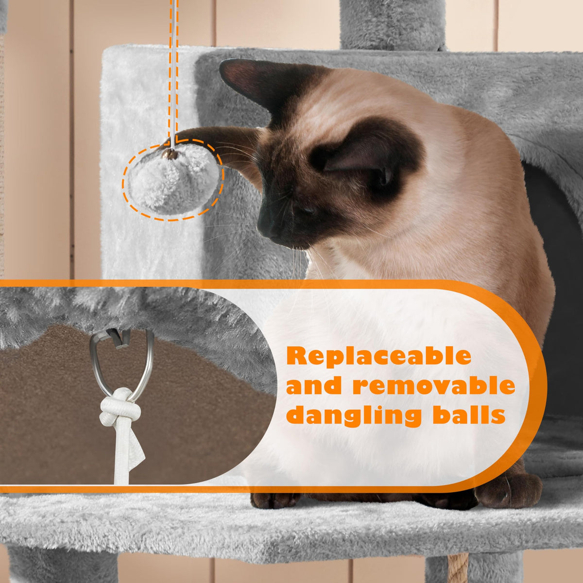 Tall Cat Tree with Condo Scratching Post W219