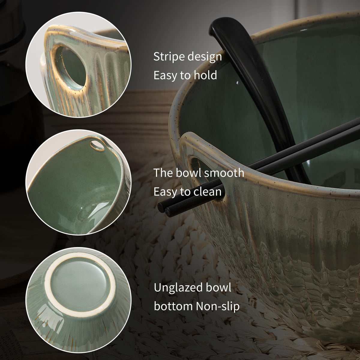7 Inch Ceramic Ramen Bowl Set of 2 I245778