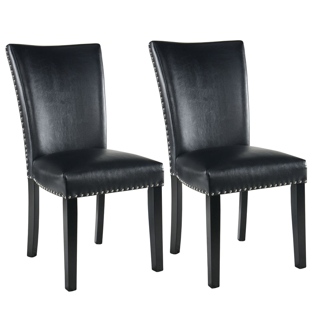Black Leather Dining Chairs Set of 2 X687