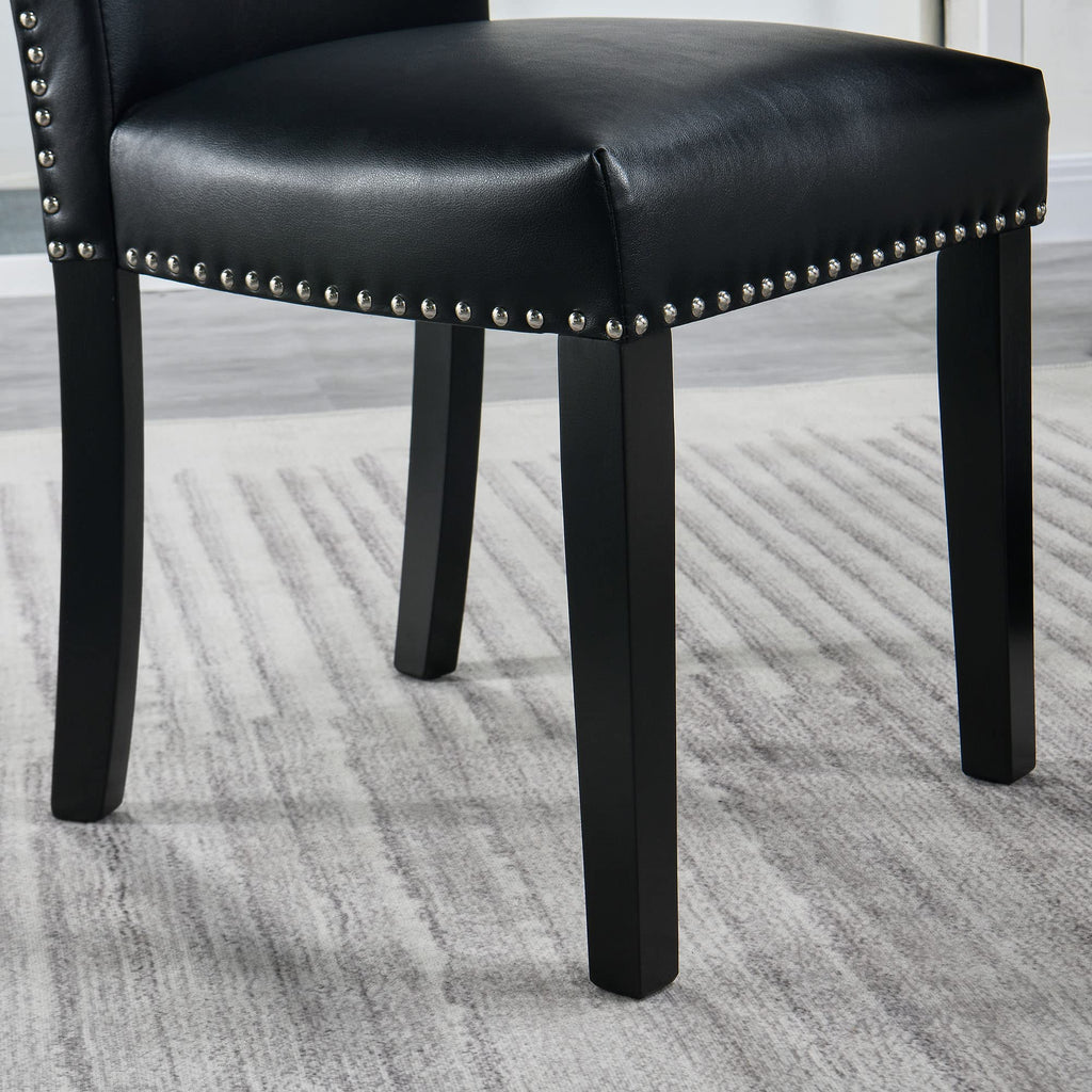 Black Leather Dining Chairs Set of 2 X687