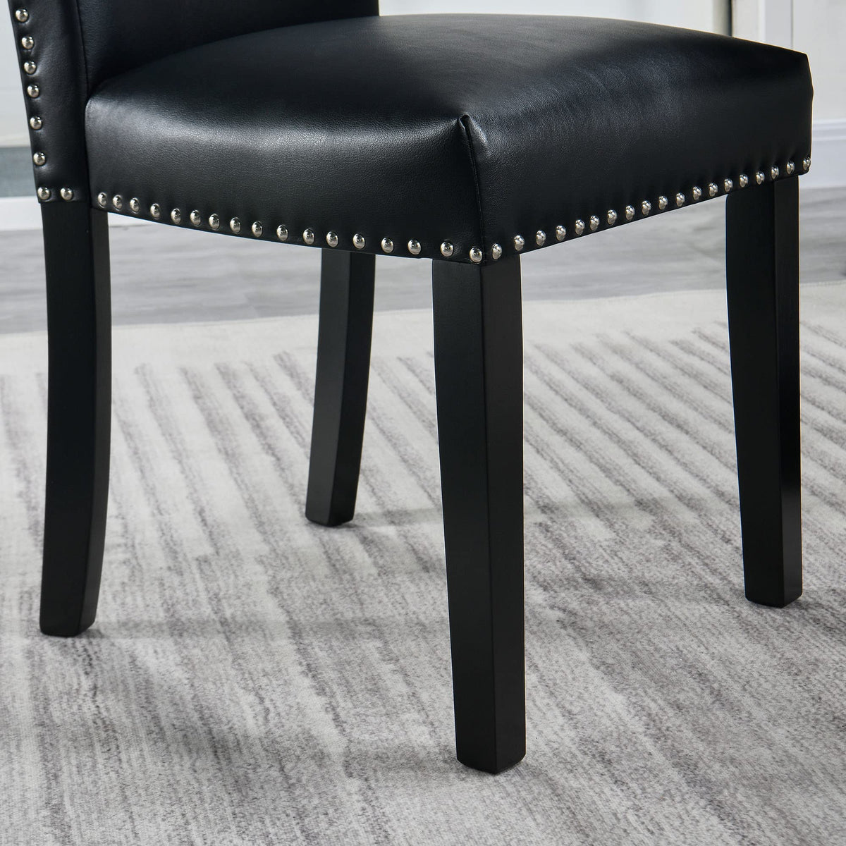 Black Leather Dining Chairs Set of 2 X687