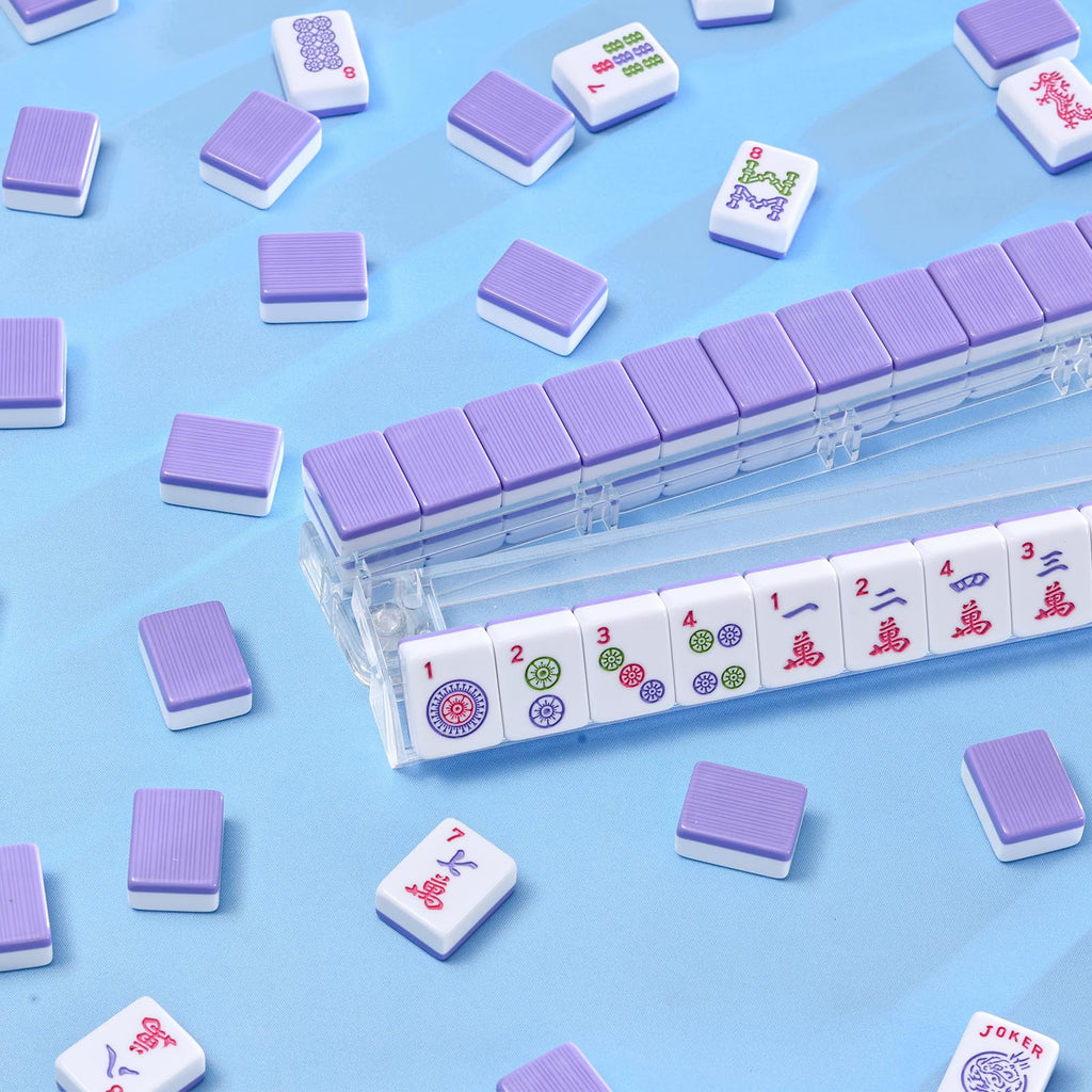 Purple 166 Tile Mahjong Set with Racks and Bag G95005