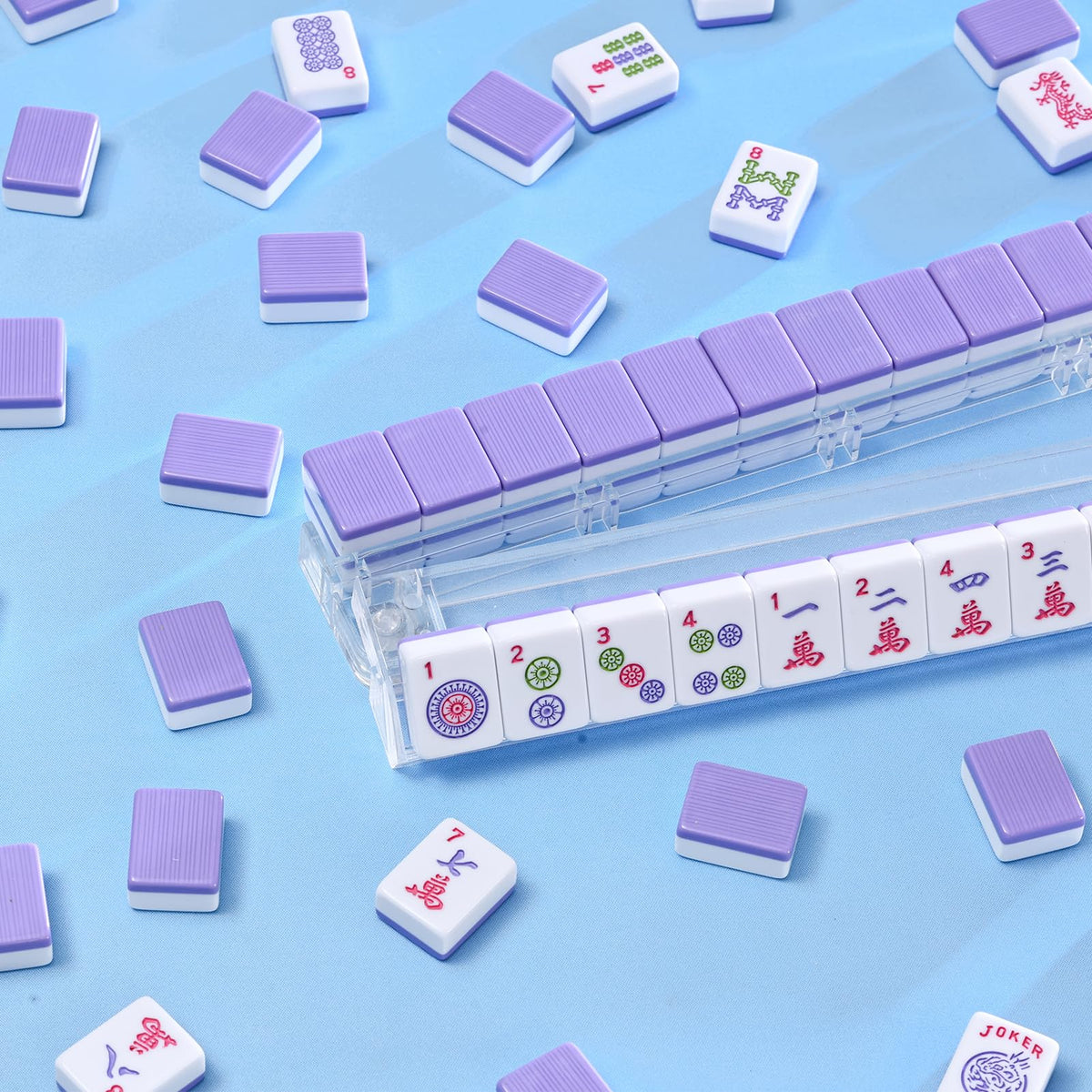 Purple 166 Tile Mahjong Set with Racks and Bag G95005