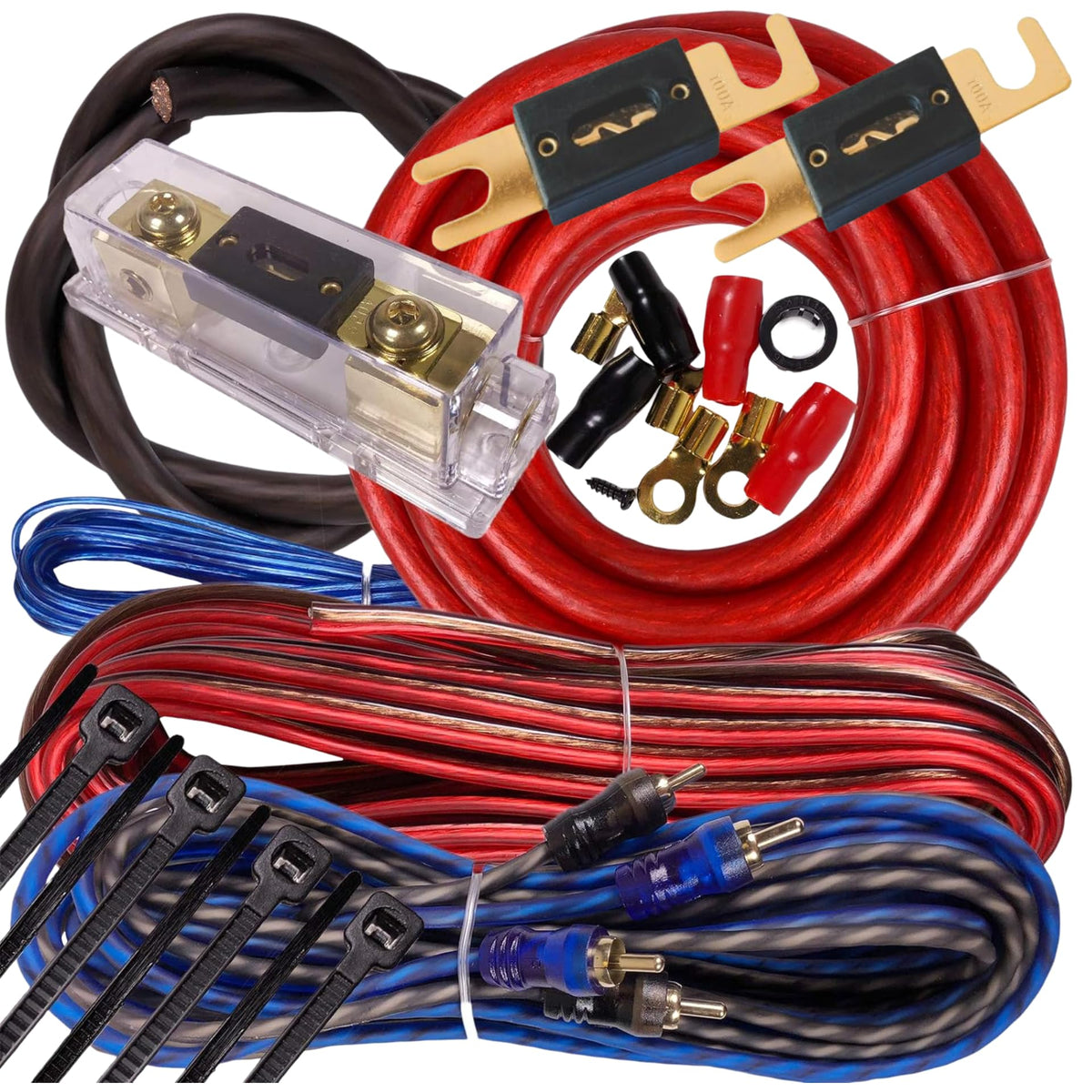 0 Gauge Amplifier Installation Wiring Kit Blue Power Cable S930489